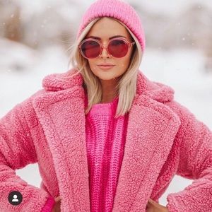 Shady lady pink teddy coat.